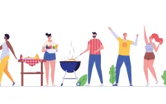 Illustrative Darstellung von einem Grillfest
