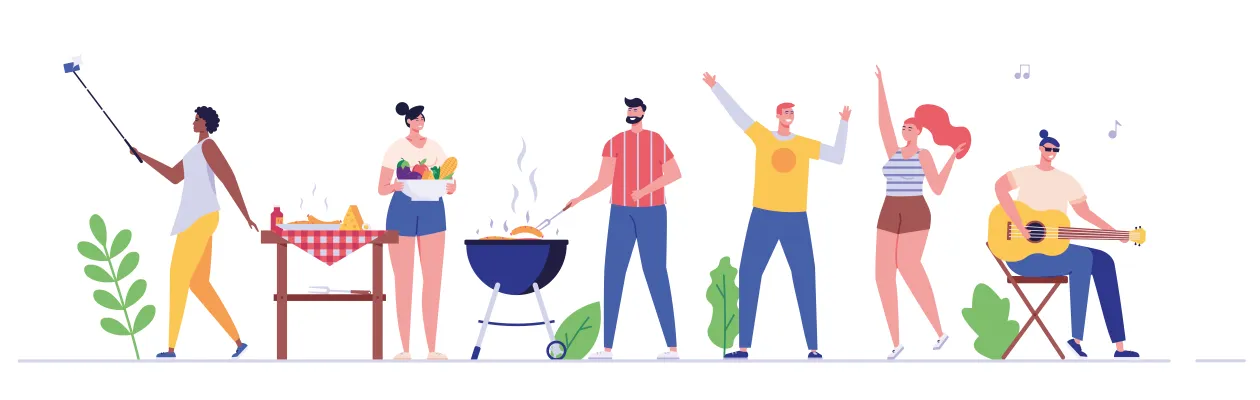 Illustrative Darstellung von einem Grillfest